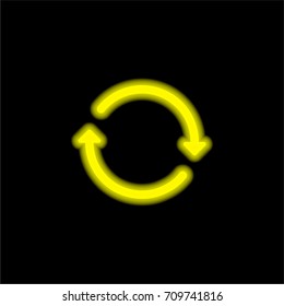 Continuous yellow glowing neon ui ux icon. Glowing sign logo vector