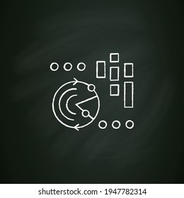 Continuously data update chalk icon. Continuous process of updating users data, personal information. Infographic banking platform. Customer data concept.Isolated vector illustration on chalkboard