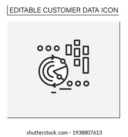 Icono de línea de actualización de datos continua. Proceso continuo de actualización de datos de usuarios, información personal. Plataforma de banca infográfica. Concepto de datos del cliente Isolación de ilustración vectorial.Accionamiento editable