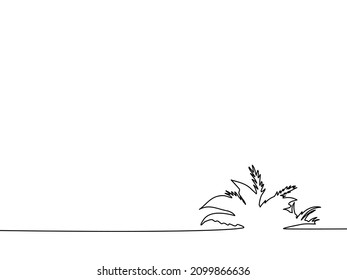 Continuously draw a line of blades of grass. concept of nature vector