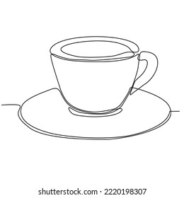 
Continuously draw one line. Tea cup. Vector illustration