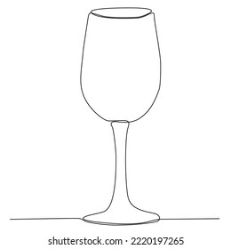 
Continuously draw one line. Wine glass. Vector illustration