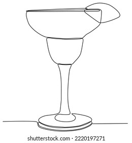 
Continuously draw one line. Wine glass. Vector illustration