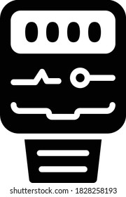 kontinuierliche Messung der momentanen Spannung und Ampere zur Berechnung der Energie Vector Glyph Symbol, Stromzähler Konzept, elektrisch angetriebene Einrichtung mit transparentem Kunststoffgehäuse Symbol