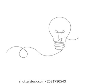continus line Light bulb isolated on white light bulb one line vector art illustration. white background