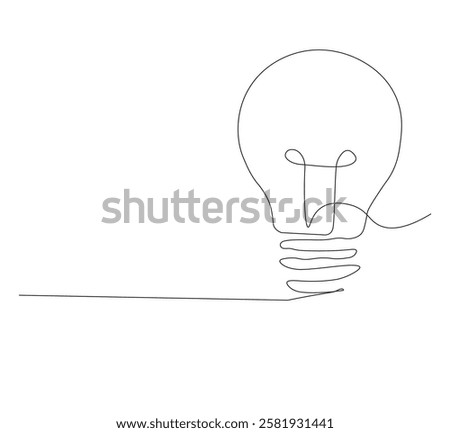 continus line Light bulb isolated on white light bulb one line vector art illustration. white background