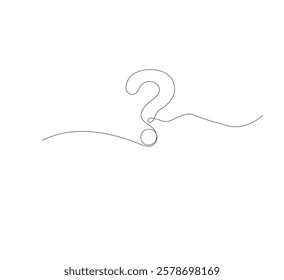 continus line Question mark icon in sketch style. white background.Illustration vector symbol.Editable stroke.