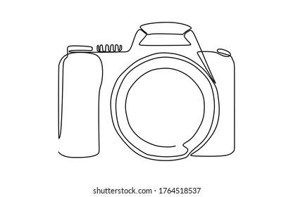 Contiuo dibujo de una línea de una cámara. Ilustración del vector 
