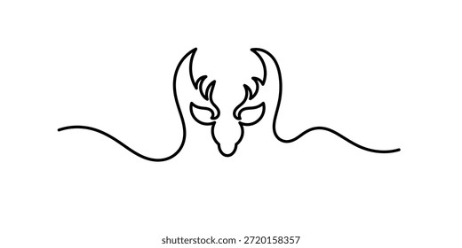 Contonuous line deer head. a deer head in a monoline style
