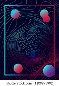 Contorted gradient line composition poster abstract background