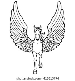 a contour of an abstract flying Pegasus