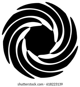 Contour of abstract spiral shape, element. Rotating abstract motif, mandala