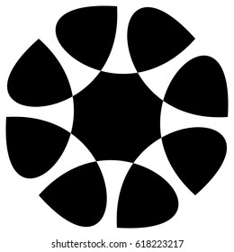 Contour of abstract spiral shape, element. Rotating abstract motif, mandala