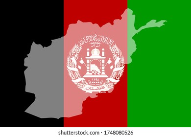 Contour of Afghanistan on National flag