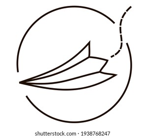 Contour airplane logo. Vector line illustration for icons, web, apps, avatars, etc