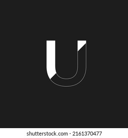 Contour alphabet, white letters on black background, outline style, modern typeface design, vector font template, uppercase letters,monogram and logo template.