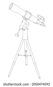 Contour of an amateur telescope isolated on a white background. Vector illustration