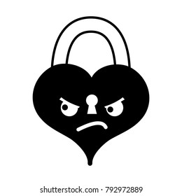 contour angry heart padlock kawaii personage