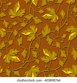 contour autumn gold leaf seamless