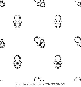 Contour baby pacifiers. Seamless background of icons of baby soothers