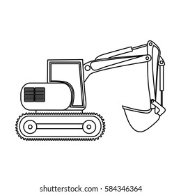 contour backhoe loader icon, vector illustration image design