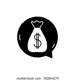 contour bag with dollar sign inside chat bubble