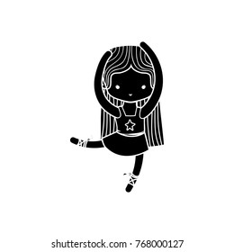 contour ballerina dancer ballet with straight hair and clothes