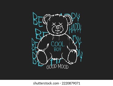 contour bear vector design grunge style