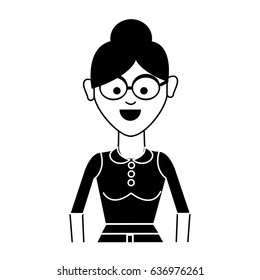 contour beautiful woman with hairstyle and casual wear