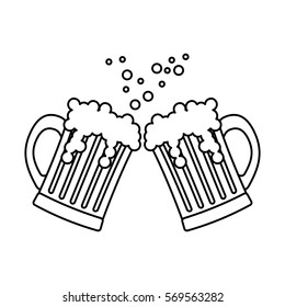 contour beer glasses icon image design, vector illustration