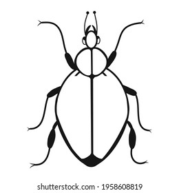 Contour beetle icon. Creative illustration. Black sketch. Idea for decors, logo, patterns, papers, covers, gifts, summer and autumn garden, insect natural themes. Isolated vector art.