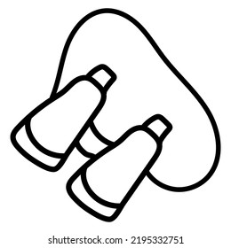 Contour Binoculars. Hand-drawn scribbled illustration, black image on white background