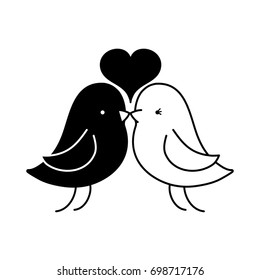 contour bird dove lover with heart design