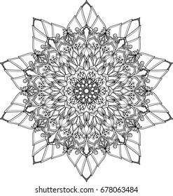 Contour black and white mandala in vector
