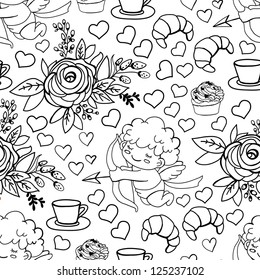 Contour black and white pattern on Valentine's Day