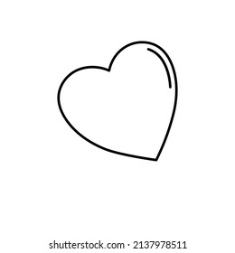 Contour black-and-white drawing of a heart. Vector illustration.