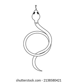 Contour black-and-white drawing of a snake. Vector illustration. Coloring page. 