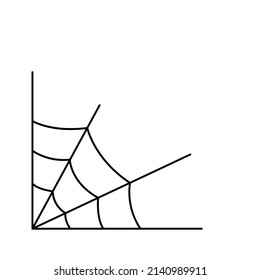 Konstruieren Sie Schwarz-Weiß-Zeichnung des Spinnennetzes. Vektorgrafik. Farbseite. 
