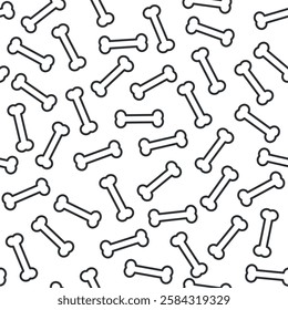 Contour Bones Pattern - Messy Bones on White Background. Seamless Link.
