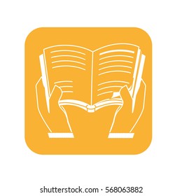 Contour book in the skin color hands icon, vector illustration