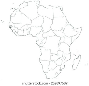 Contour border map of the Africa. All objects are independent and fully editable 