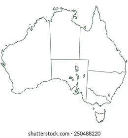 Contour border map of the Australia. All objects are independent and fully editable 