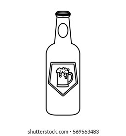 contour bottle of beer icon design, vector illustration