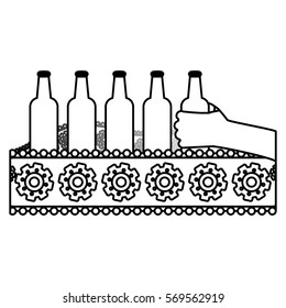 contour bottles of beers in the factory icon image, vector illustration