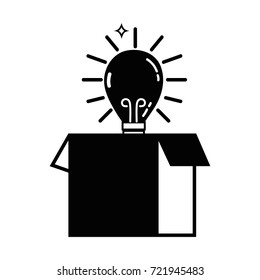 contour box package open with bulb idea