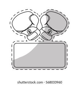 contour boxing gloves fight to defend women, vector illustration