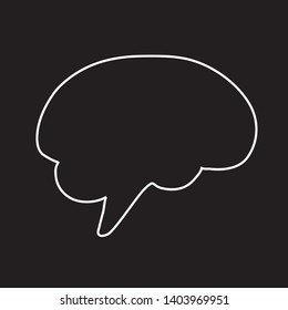 The contour of the brain on a black background. Vector illustration.