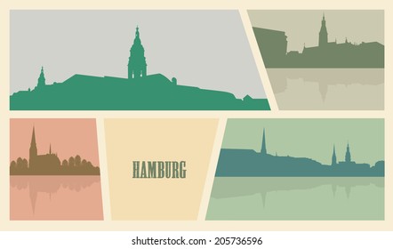 Contour of buildings in the city of Hamburg.