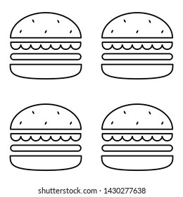 Contour burger vector seamless pattern illustration for packaging, wrapping paper. Classic American fast food hamburger, cheeseburger. Vector EPS 10.
