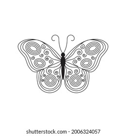 Contour butterfly. Line drawing. Design element.